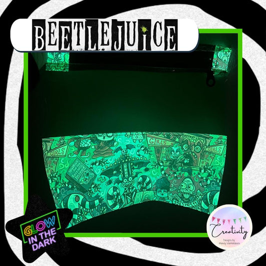 Beetlejuice Transparent Glitter Glow in the Dark Bag