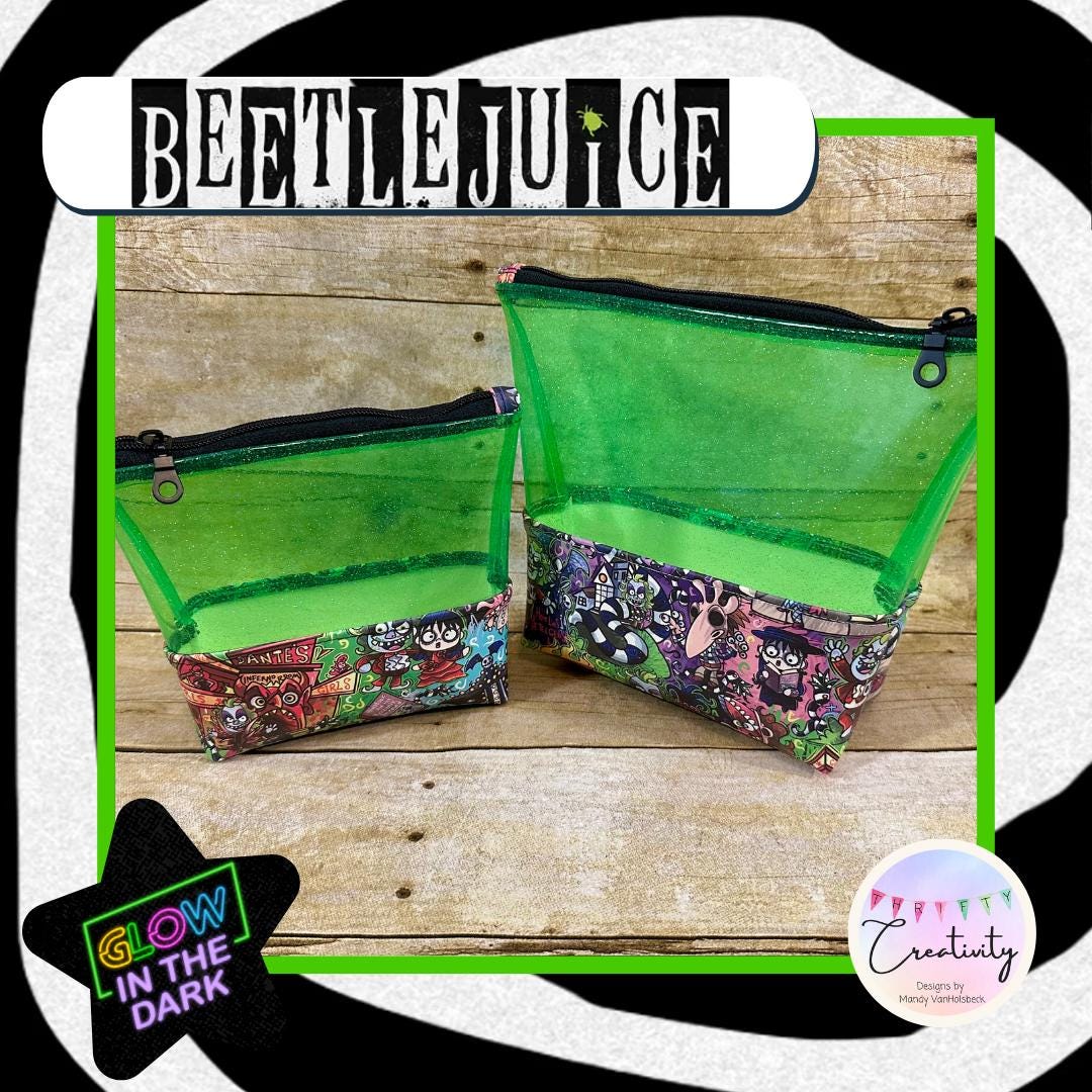 Beetlejuice Transparent Glitter Glow in the Dark Bag