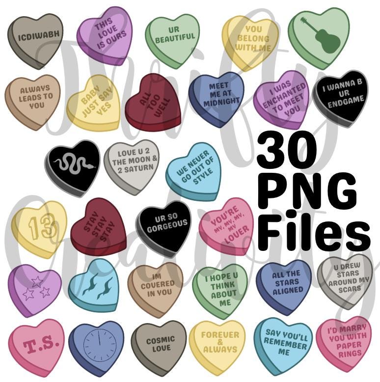 TS Eras Conversation Heart PNG 30 Individual Transparent Files
