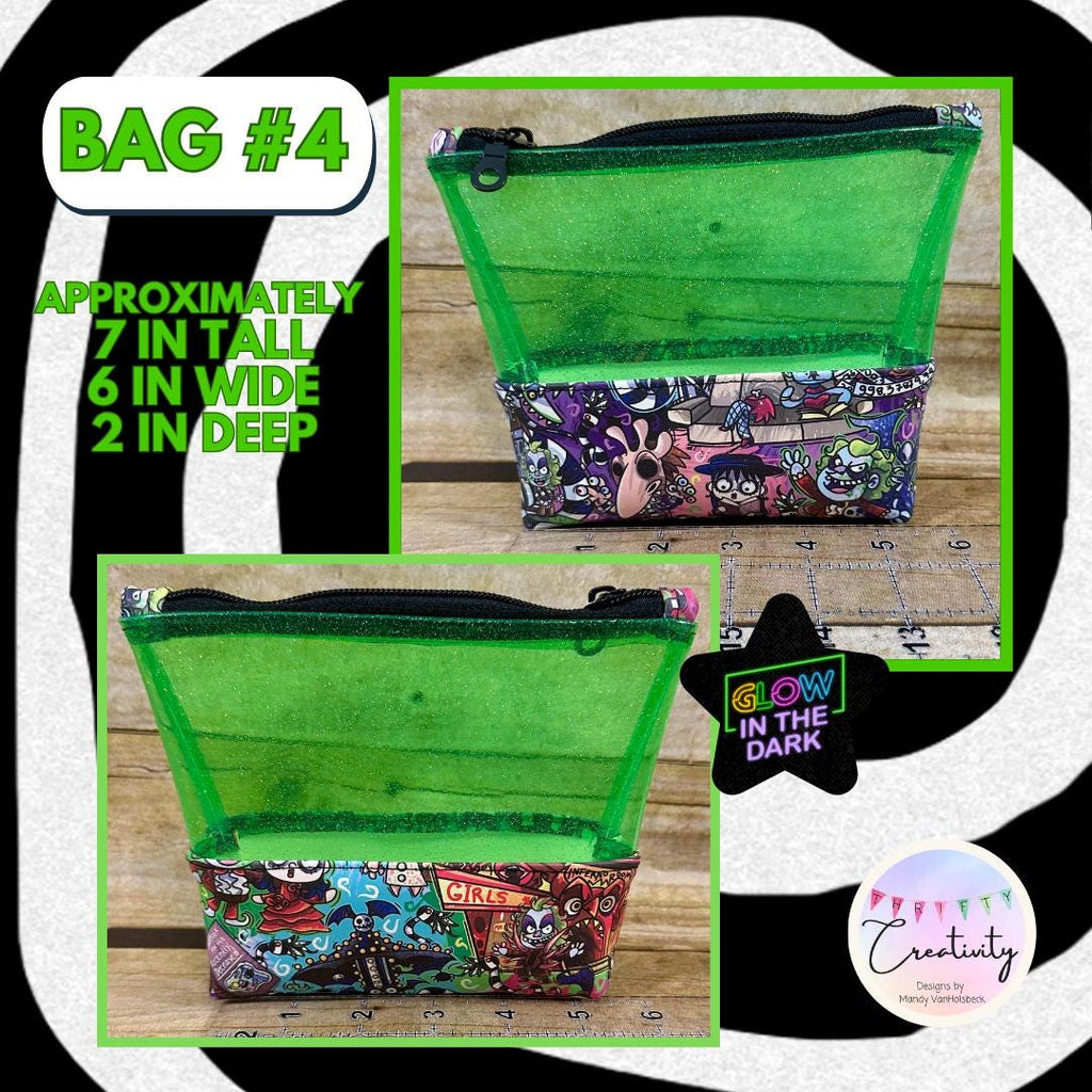 Beetlejuice Transparent Glitter Glow in the Dark Bag