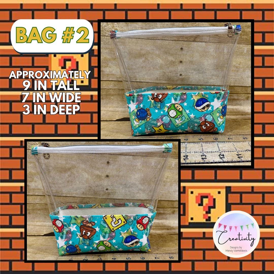 Super Mario Items Transparent Glitter Bag