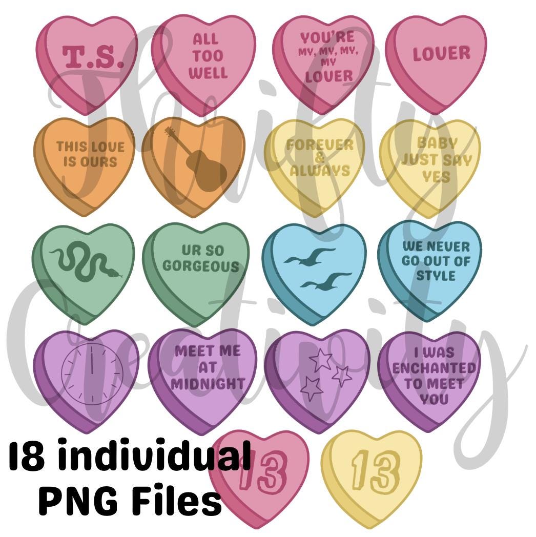 Swiftie Conversation Heart PNG 18 Individual Transparent Files