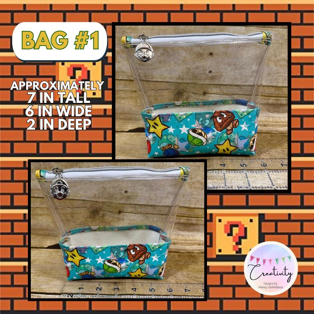Super Mario Items Transparent Glitter Bag