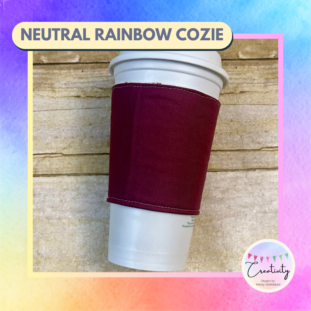 Neutral Rainbow Reversible Coffee Cup Cozy