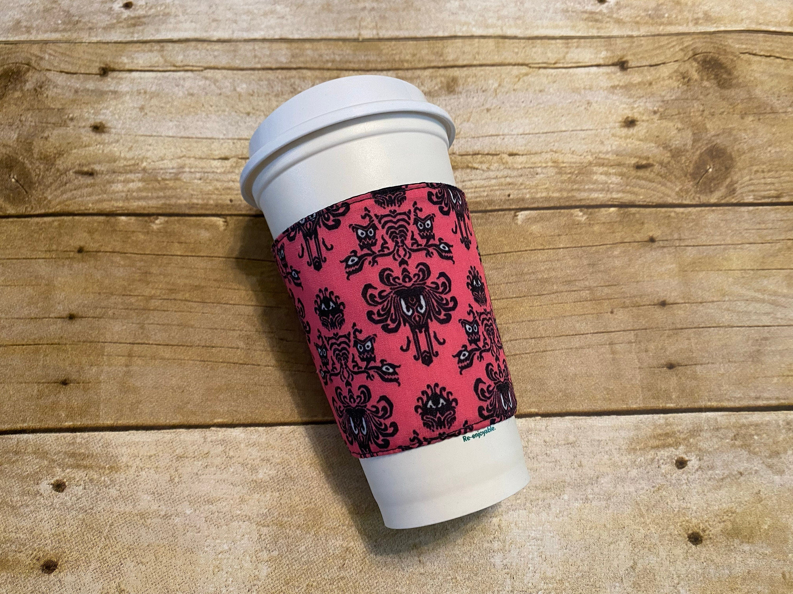Spooky Pink Mansion Reversible Coffee Cup Cozy