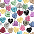 Valentine Conversation Hearts TS Icons Music Pop Star Era Lyrics Seamless Pattern Fabric Design Surface Pattern Digital Patterns