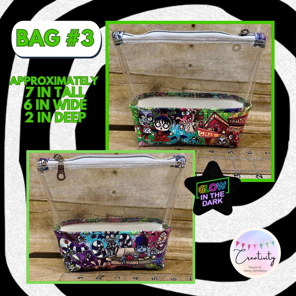 Beetlejuice Transparent Glitter Glow in the Dark Bag