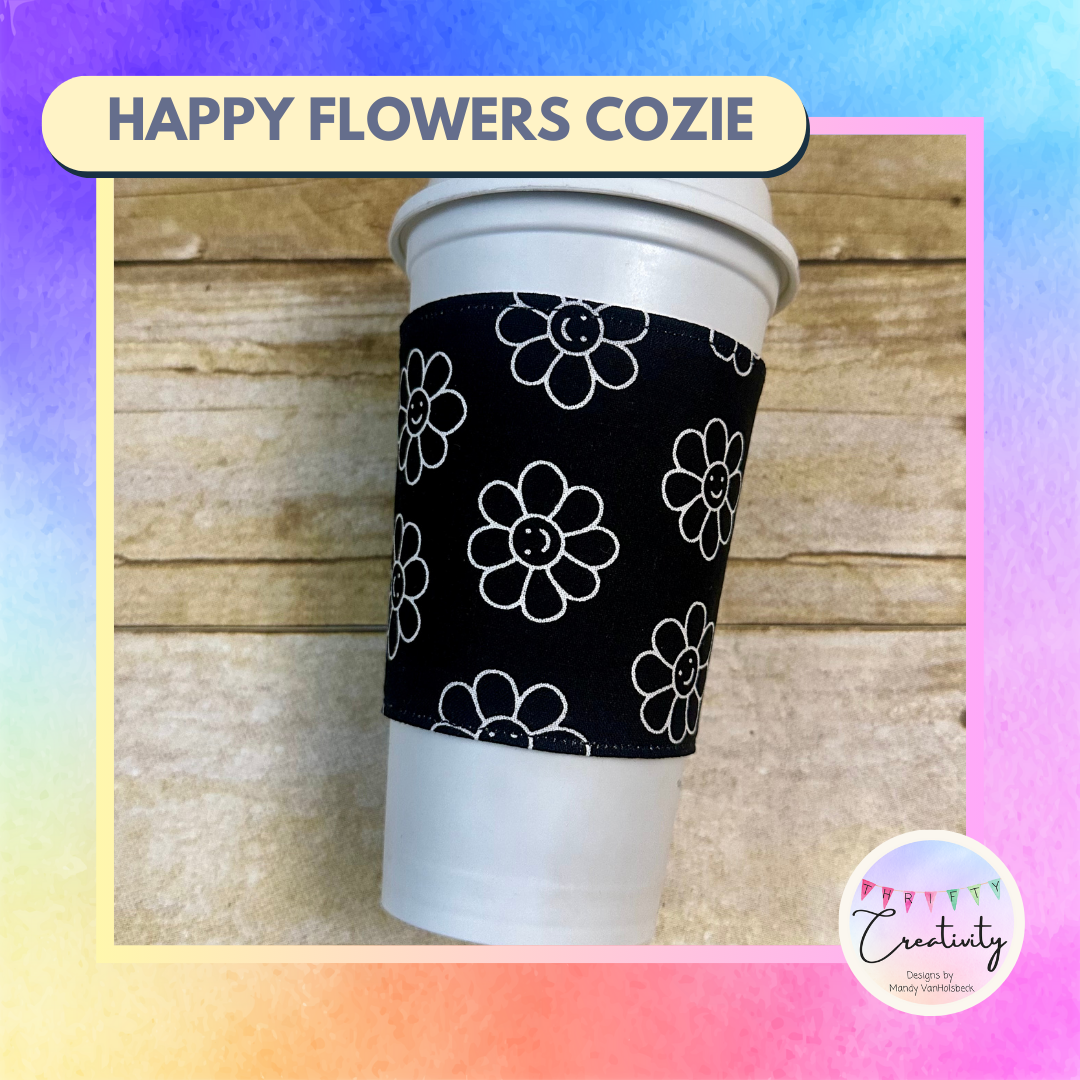 Happy Flowers Reversible Coffee Cup Cozy