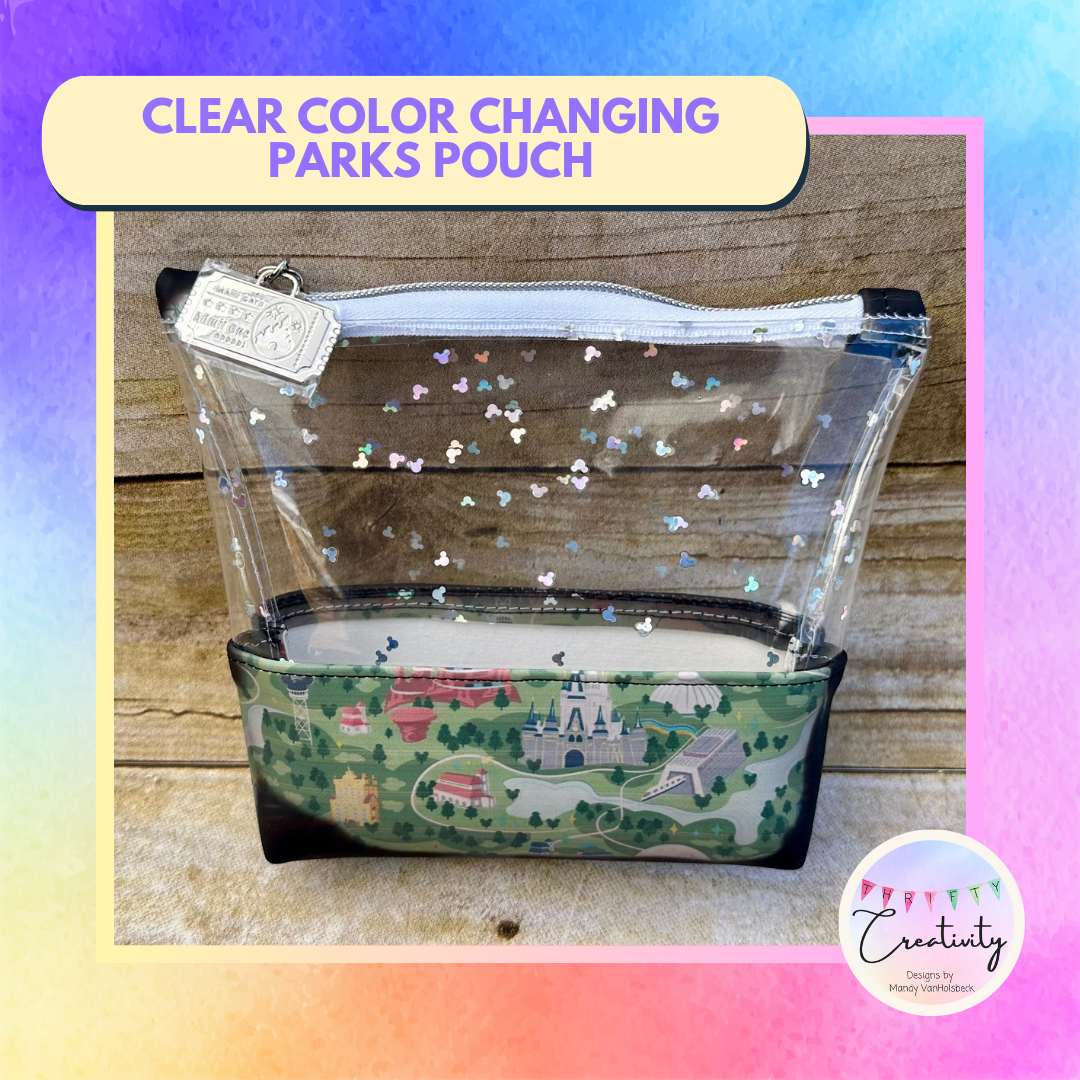 Color Changing Mouse Parks Map Clear Zipper Pouch (Small)