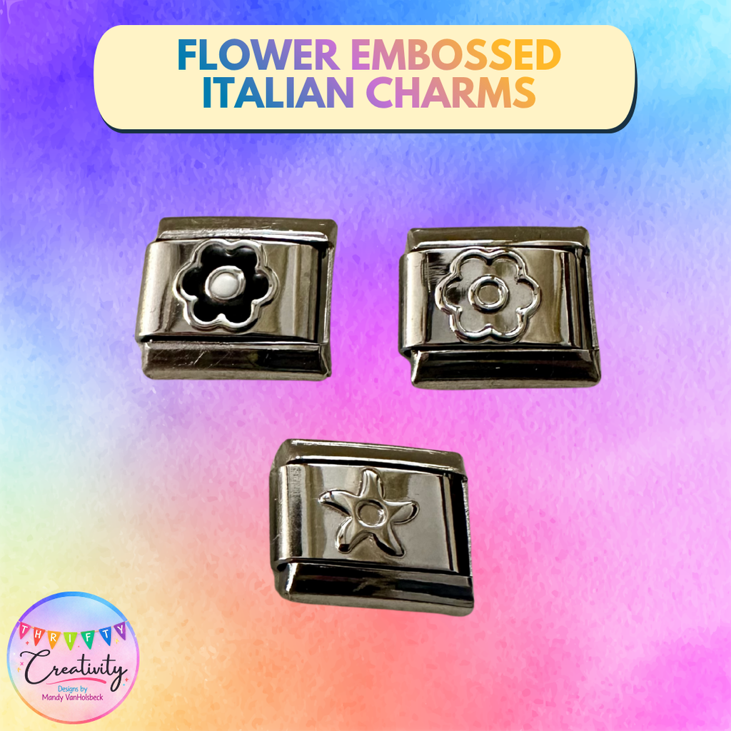 Embossed Italian Charm: Flower