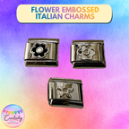 Embossed Italian Charm: Flower
