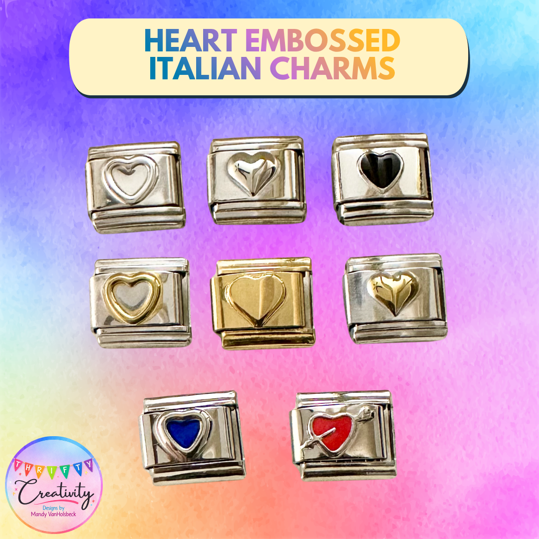 Embossed Italian Charm: Heart