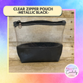 Clear Zipper Pouch Metallic Black (small)