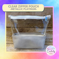 Clear Zipper Pouch Metallic Platinum (small)
