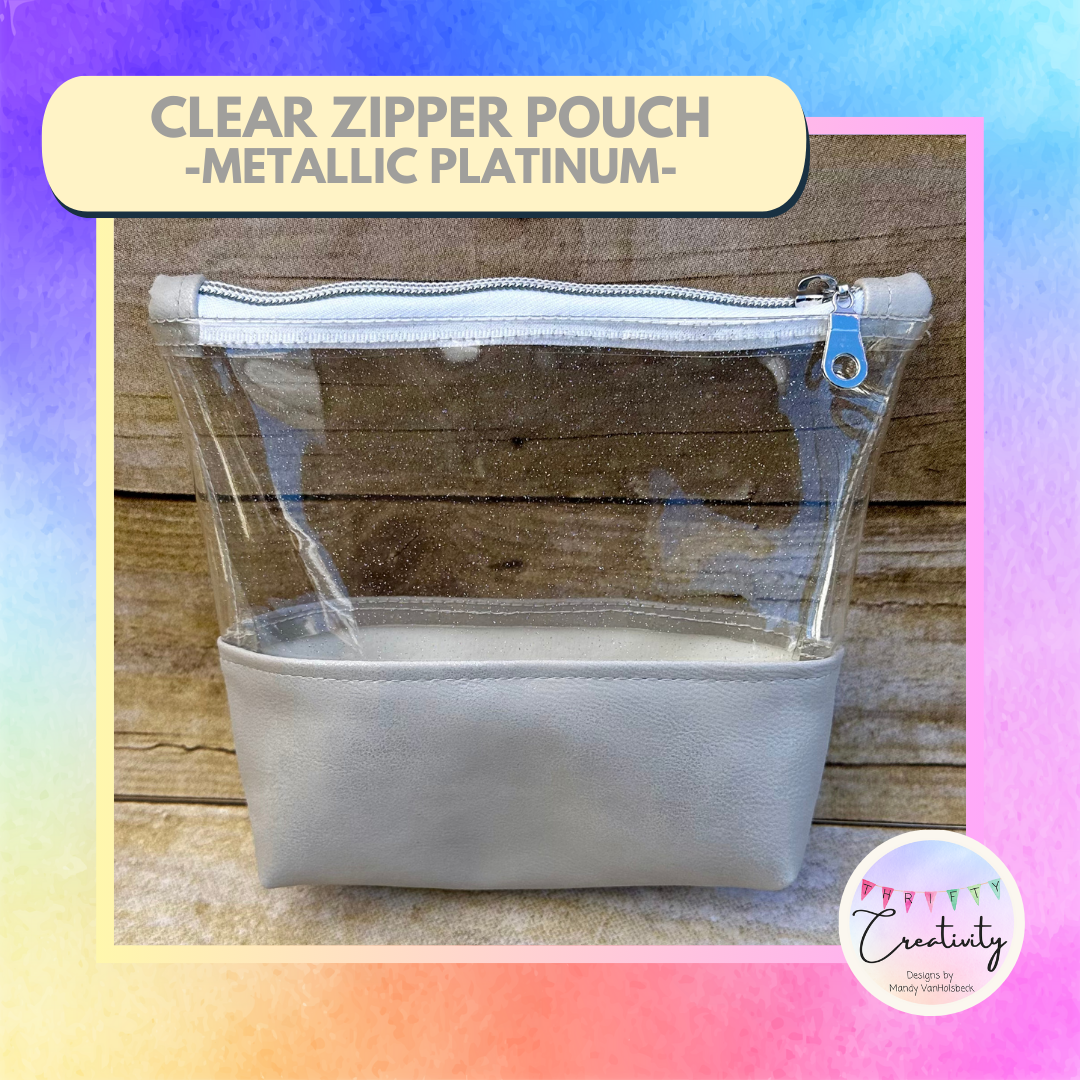 Clear Zipper Pouch Metallic Platinum (small)