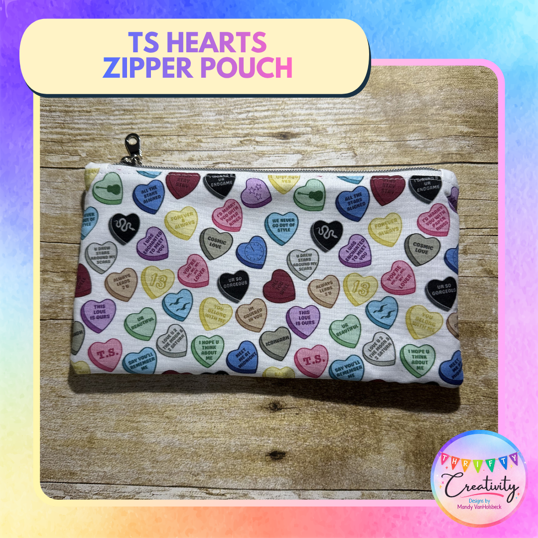 TS Hearts Zipper Pouch
