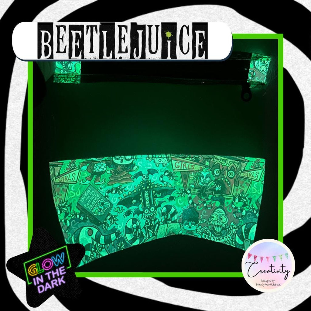 Beetlejuice Transparent Glitter Glow in the Dark Bag