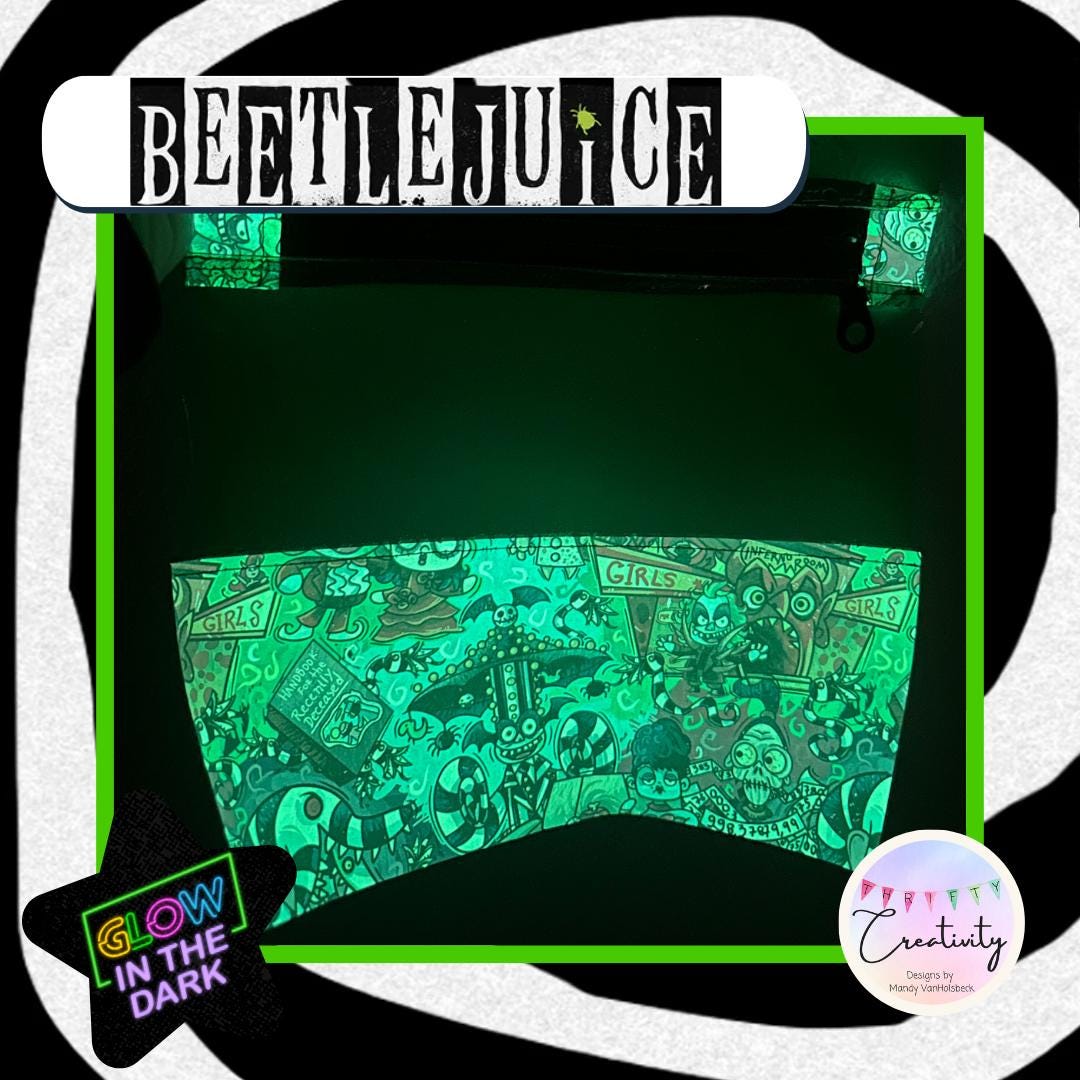 Beetlejuice Transparent Glitter Glow in the Dark Bag