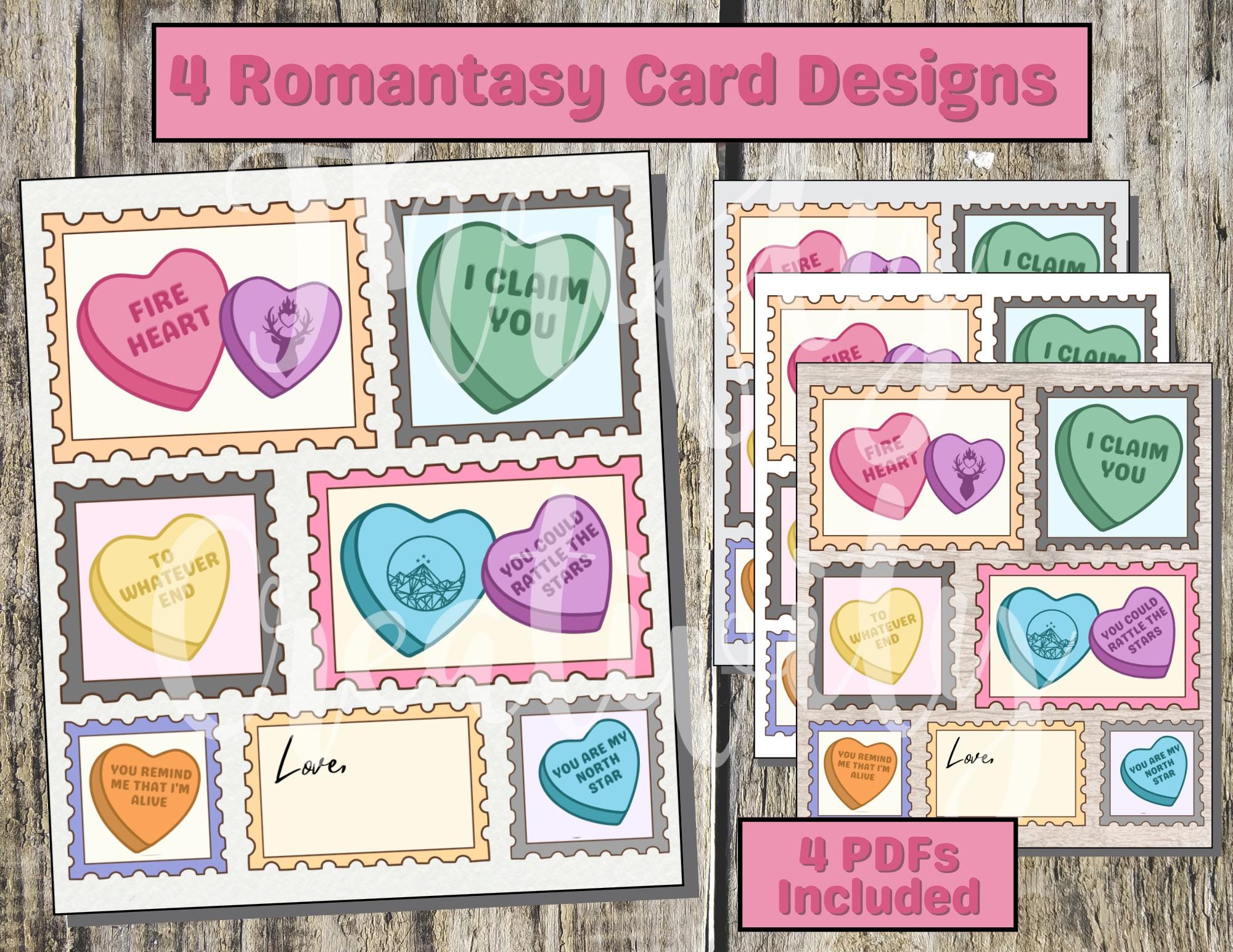 Romantasy Valentine Card PDF Printable File Maas