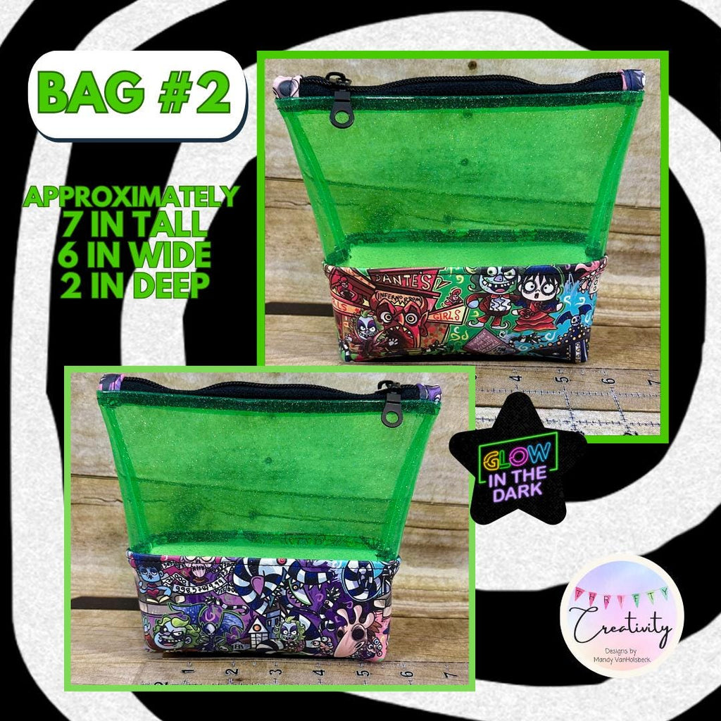 Beetlejuice Transparent Glitter Glow in the Dark Bag