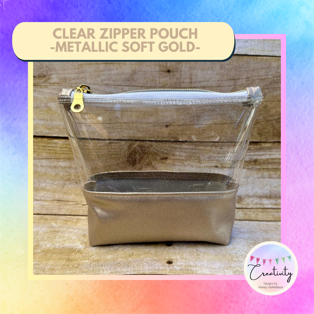 Clear Zipper Pouch Metallic Soft Gold (small)